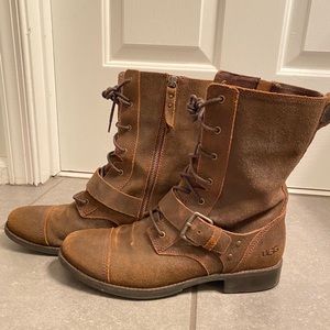 Mid calf suede leather boots